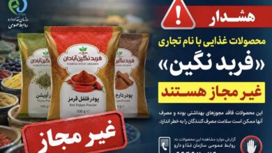 پودرهای ادویه و فرآورده‌های غذایی با نام تجاری «فربد نگین» غیرمجاز هستند